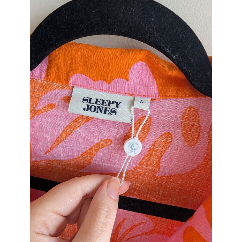 Sleepy Jones NWOT Marina Aloha Pajama Set Orange Pink Tropical Floral Cotton S - Picture 2 of 11